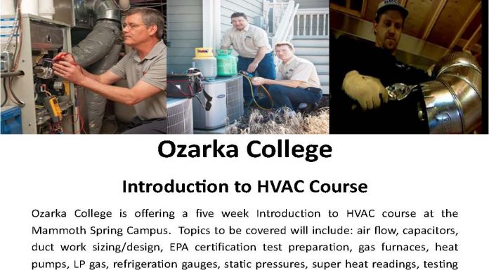 HVAC Class to be held in Mammoth Spring